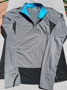 Champion Gray & Teal Quarter-Zip Athletic Pullover